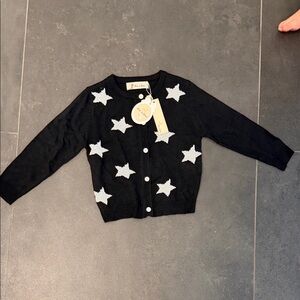Black Star Knit Cardigan for Kids - Button Front Sweater